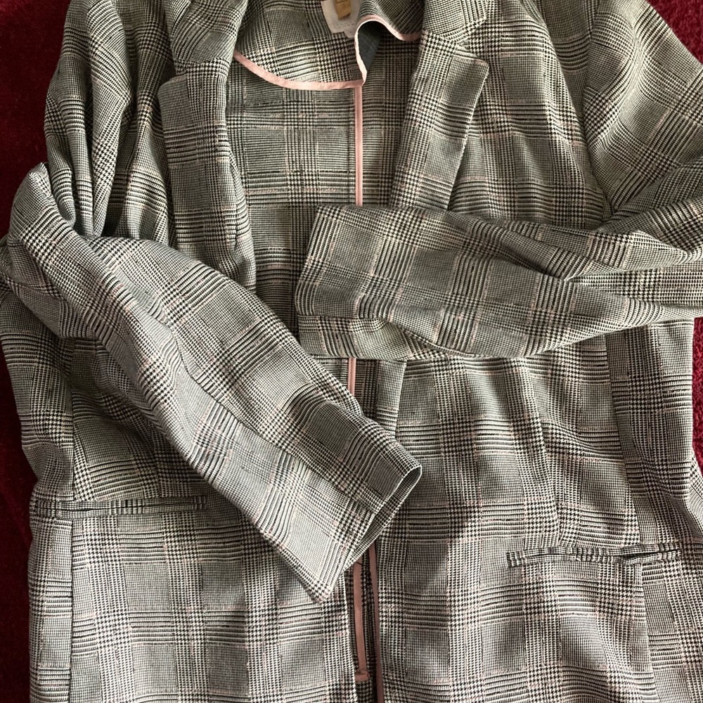 LC Lauren Conrad Blazer, tweed houndstooth plaid blazer, size XXL, black